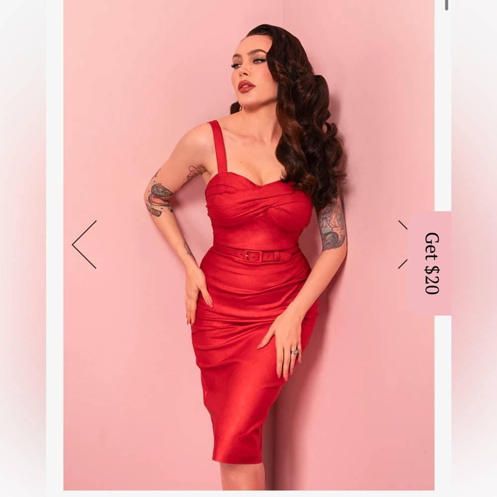 Vixen by Micheline Pitt Red Jawbreaker Wiggle dress